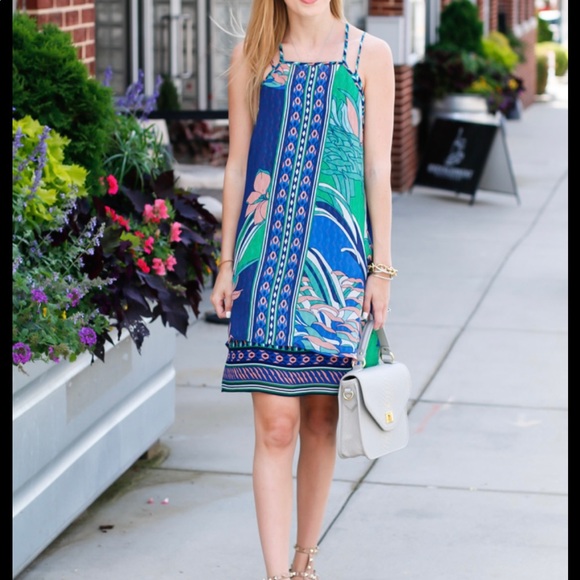 Anthropologie Maeve Laurel Silk Dress S blue green unique - Picture 2 of 9